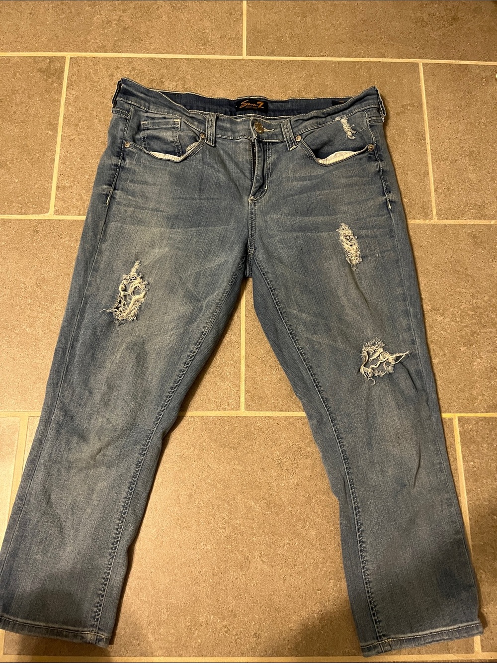 Seven7 Distressed Medium Blue Jeans
